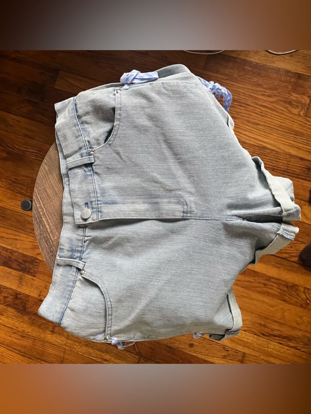 NWT Light Blue Denim Shorts with Side Tie Detail - Picture 6 of 13